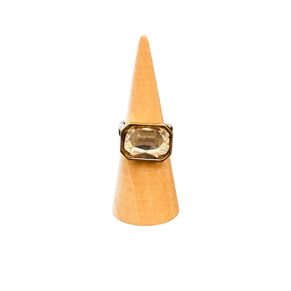 Elegant Gold-Toned Ring with Clear Gemstone